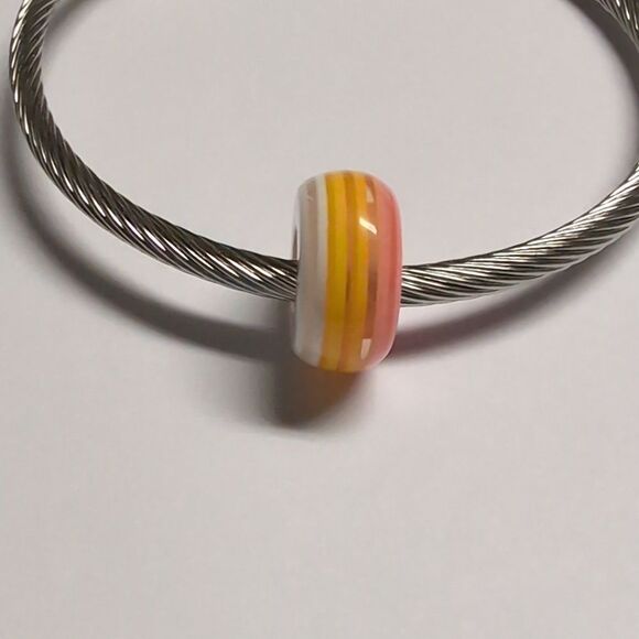 Pink Orange White Charm for‎ Pandora Style Bracelet - Picture 2 of 5